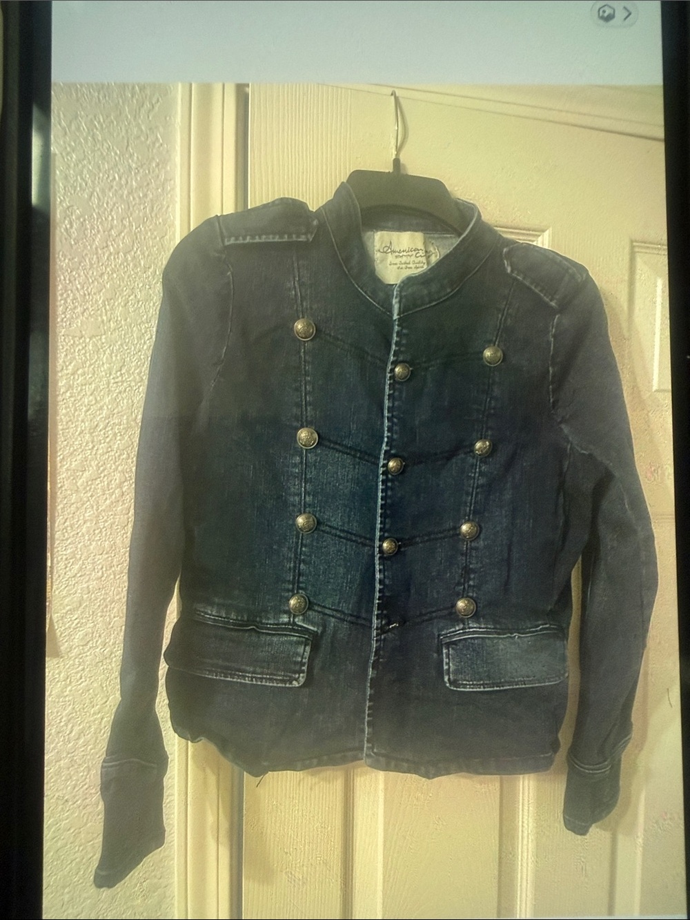 American Rag Dark Blue Double-Breasted Denim Jacket